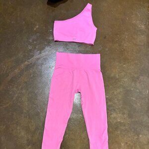 SET Active Women's Pink Sports Bra and Leggings Workout Set - Women's S